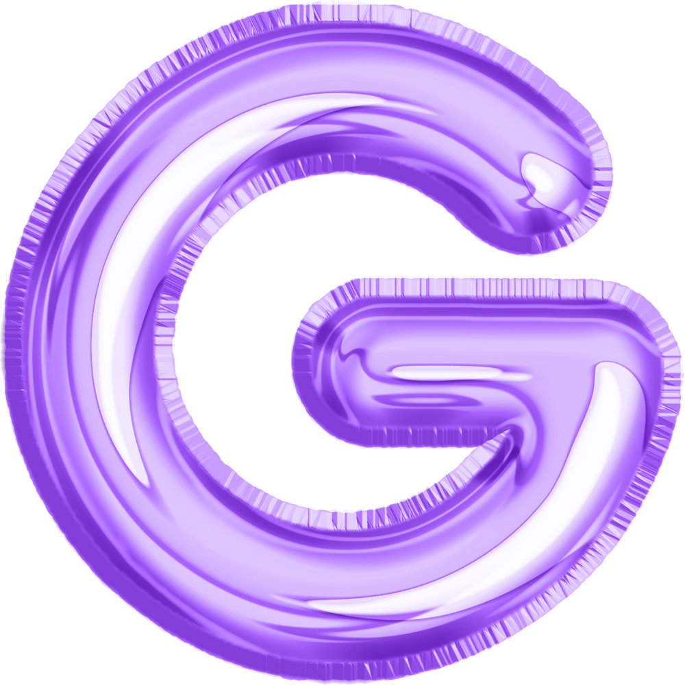 Violet balloon capital letter G